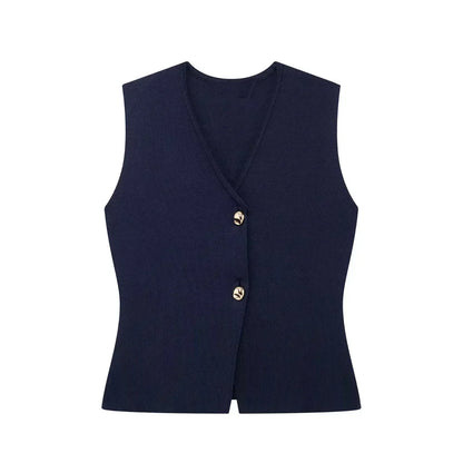 Donna Gilet Smanicato Scollo a V