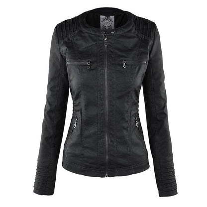 Giacca Donna in Pelle Vera con Cappuccio Rimovibile Antivento