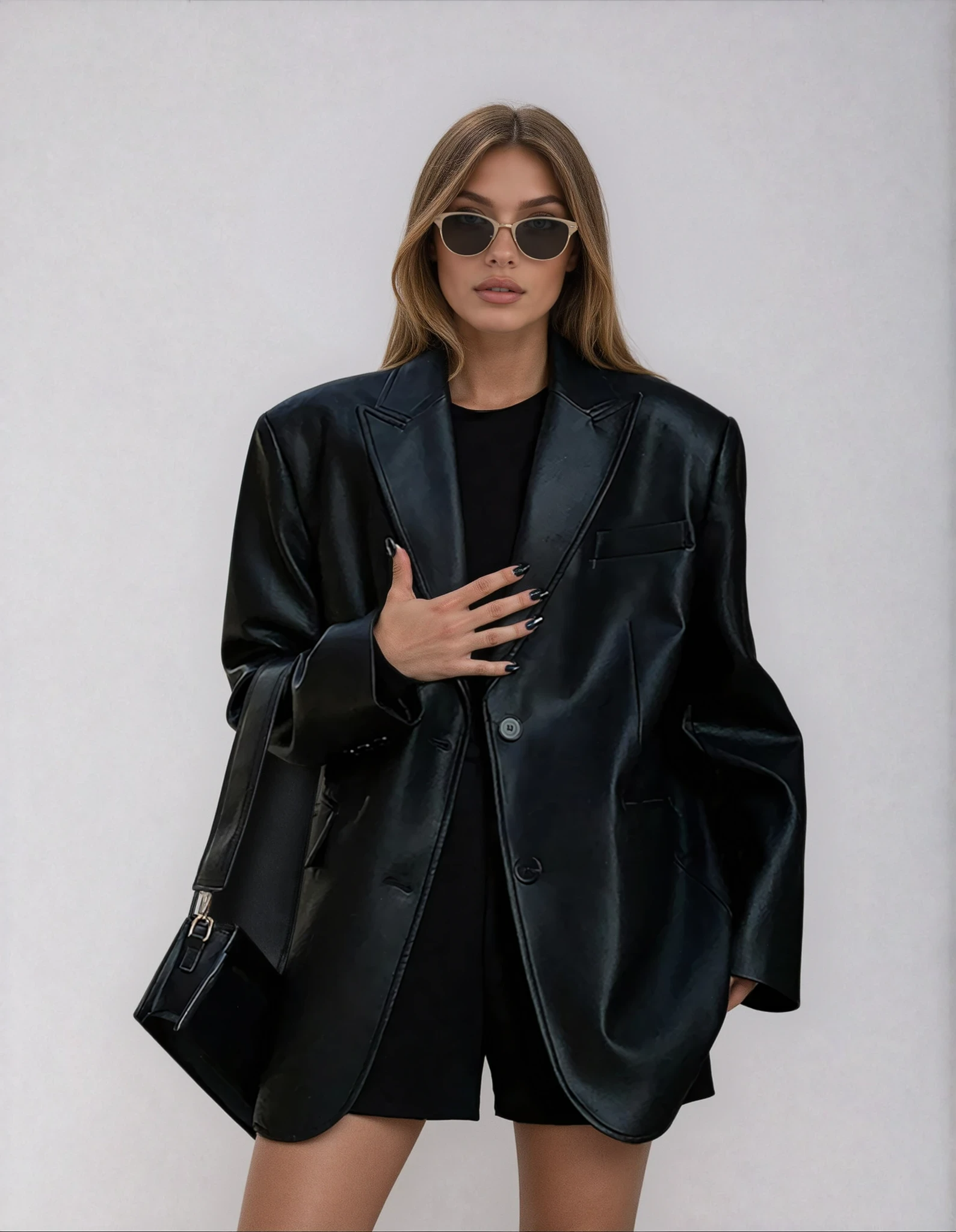 Blazer Donna Oversize in Similpelle con Revers - Vesarelli