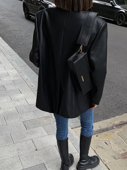Blake | Blazer da Donna Oversize in Similpelle con Revers 1