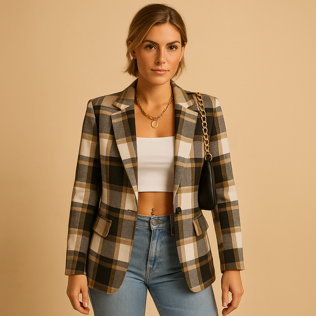 Blazer Donna Elegante Tessuto Morbido Vestibilità Aderente - Vesarelli