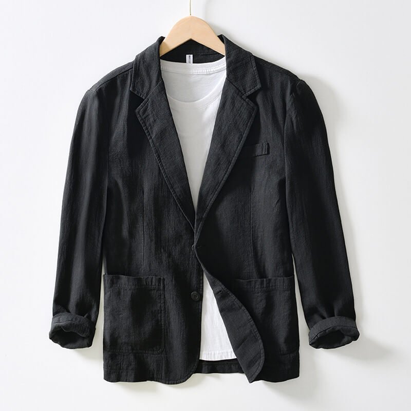 Blazer Uomo Monopetto Leggero in Lino Vestibilità Classica - Brentozzi