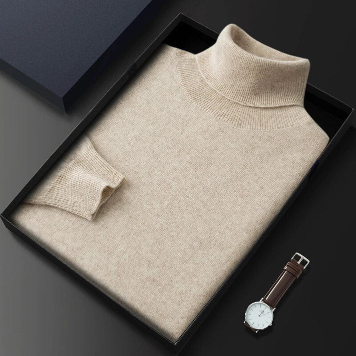 Pullover Uomo Dolcevita con Struttura a Maglia