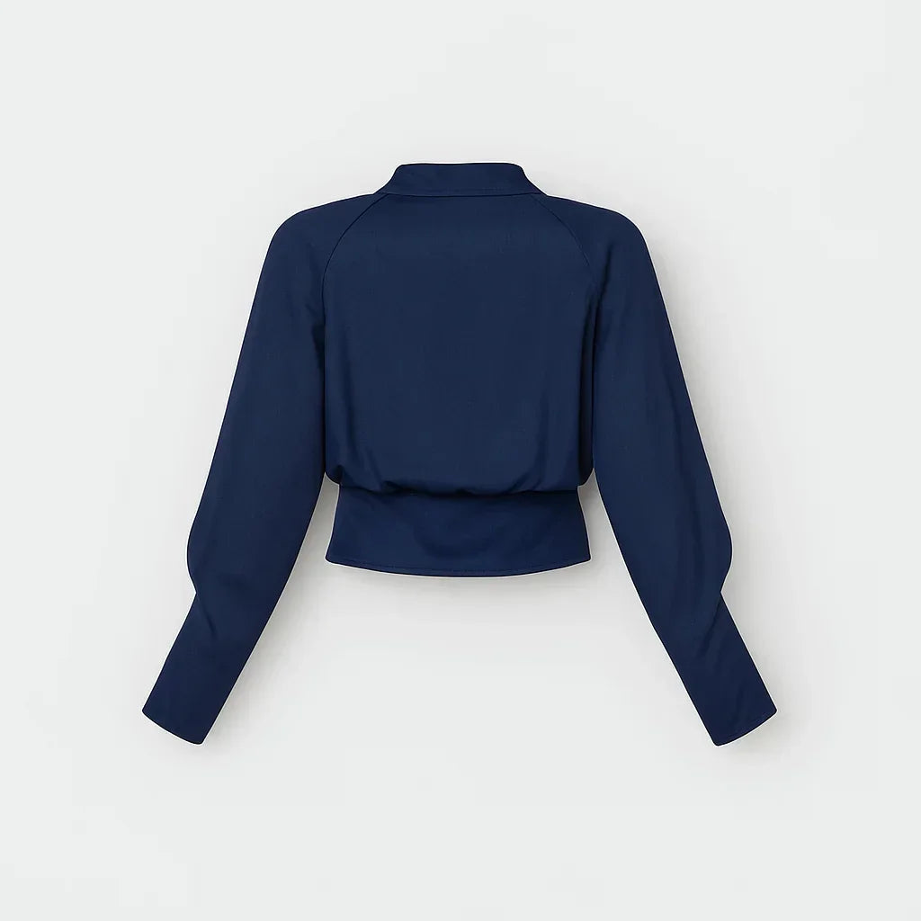 Blova | Blusa Donna Incrociata Scollo a V Manica Lunga Tessuta 5