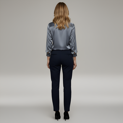 Blova | Camicia Donna in Raso Scollo a V Manica Lunga 3