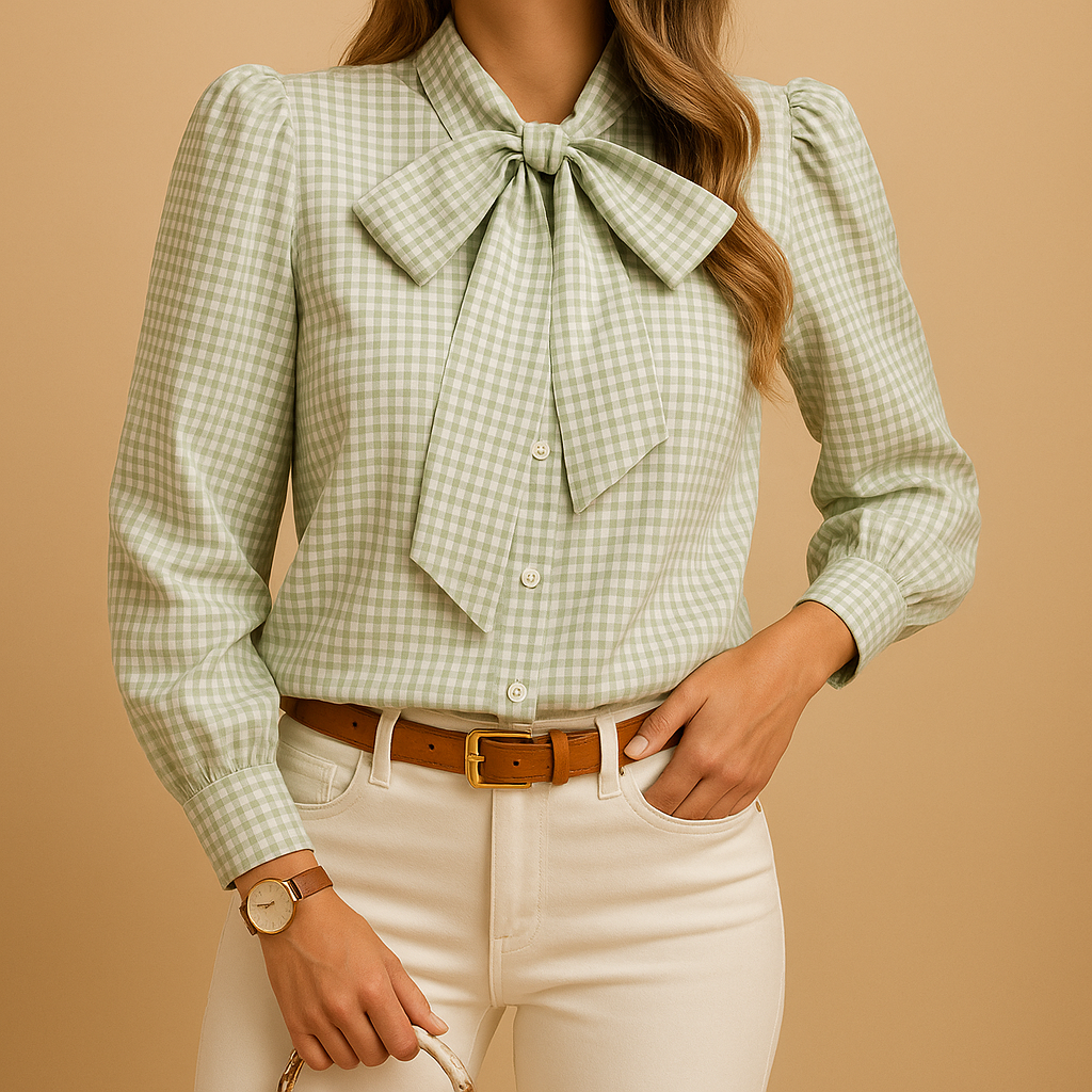 Blusa a quadri con fiocco per donna | Clarisse 1