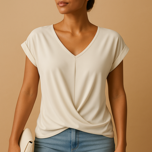Blusa Donna Scollo a V Tessuto Morbido Vestibilità Aderente - Vesarelli