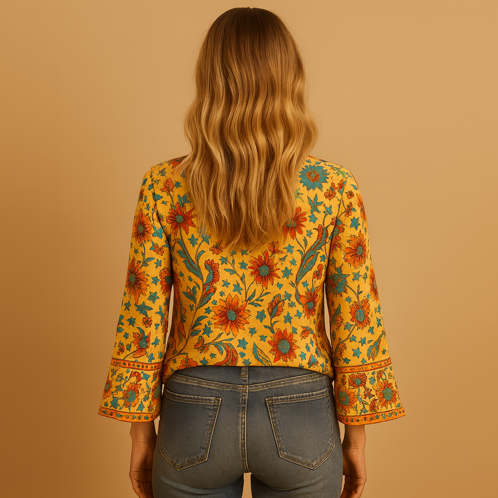 Blusa con stampa floreale e maniche svasate per donna | Yara 1