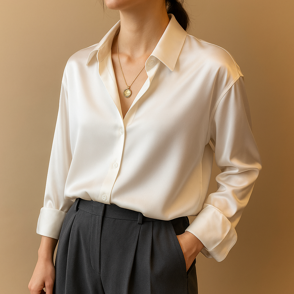 Blusa leggera con scollo a V e chiusura con bottoni per donna | Vivette 3