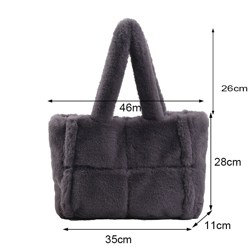 Borsa a mano in peluche elegante da donna, accessorio invernale versatile 5