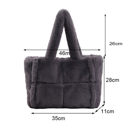 Borsa a mano in peluche elegante da donna, accessorio invernale versatile 5
