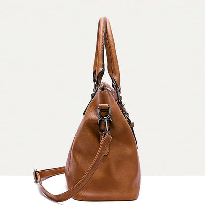 Borsa a mano vintage da donna, elegante, in materiale morbido, di grande capacità 2
