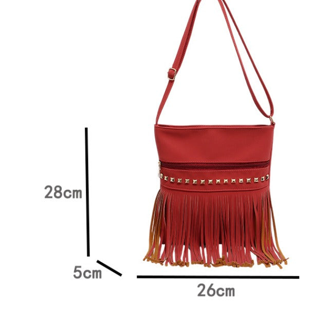 Borsa a tracolla con frange vintage da donna, stile retrò bohémien 1