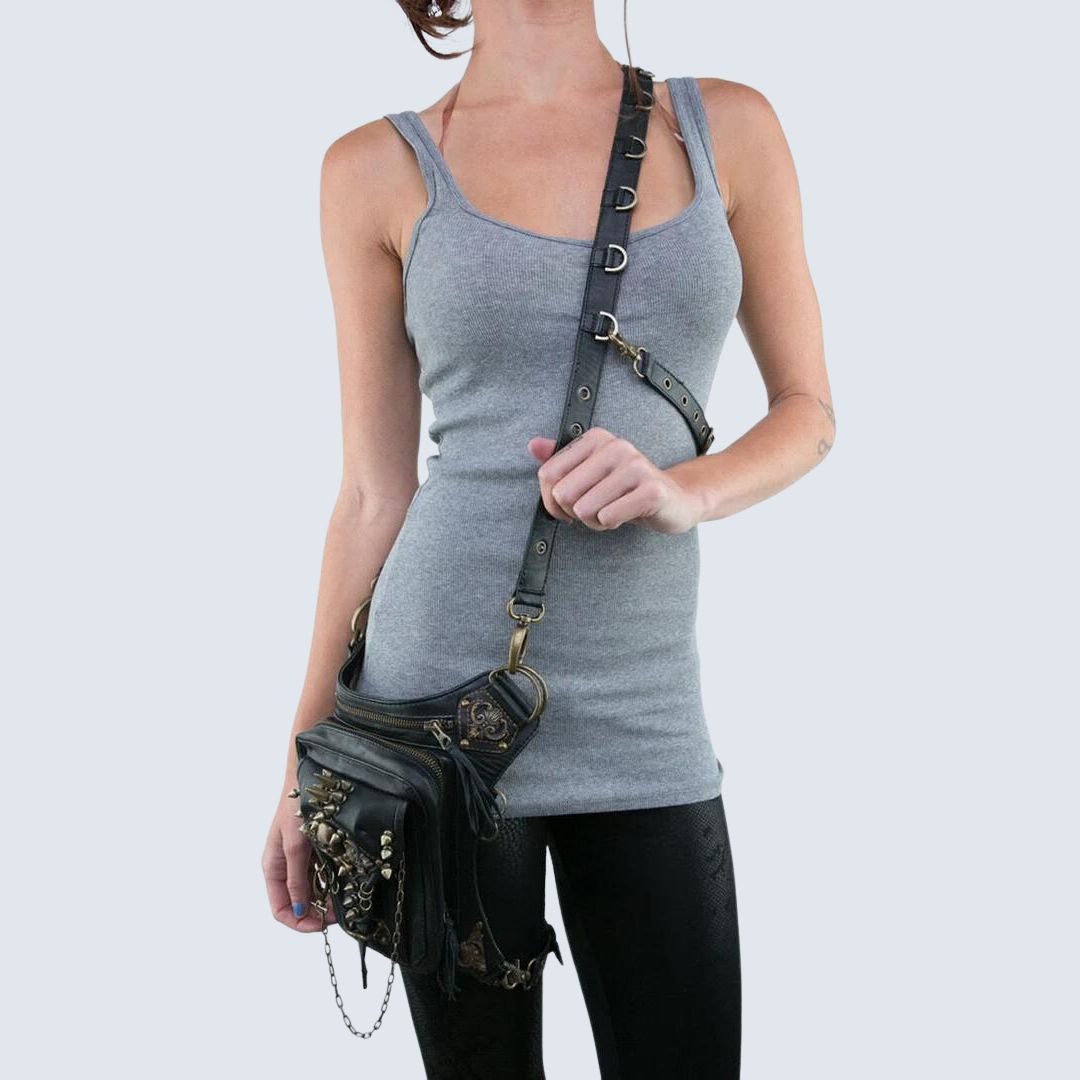 Borsa a tracolla unisex in stile gotico con motivo a teschio in tessuto resistente 3