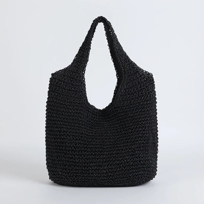 Borsa da spiaggia in paglia elegante da donna, grande capacità, in vimini 5