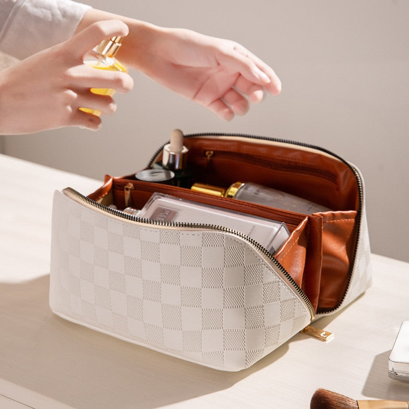 Borsa da Viaggio Donna Tessuto Resistente Motivo Quadri - Vesarelli