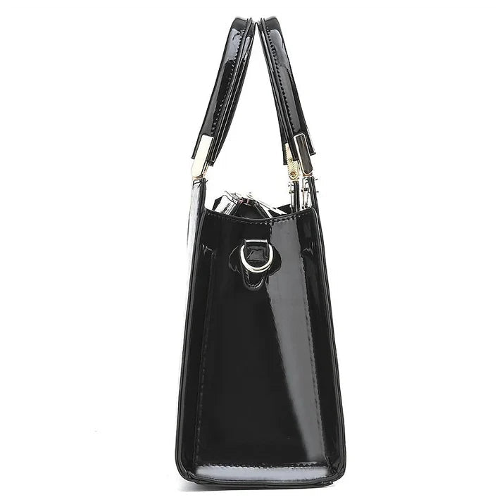 Borsa elegante da donna in vera pelle con finitura lucida 4