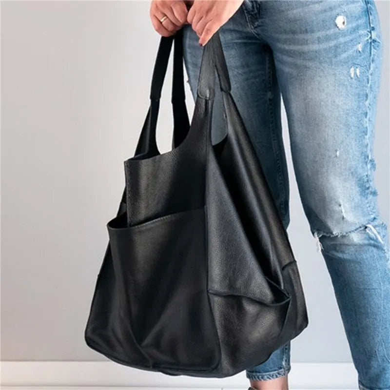 Borsa tote spaziosa da donna, design elegante, genuino 5