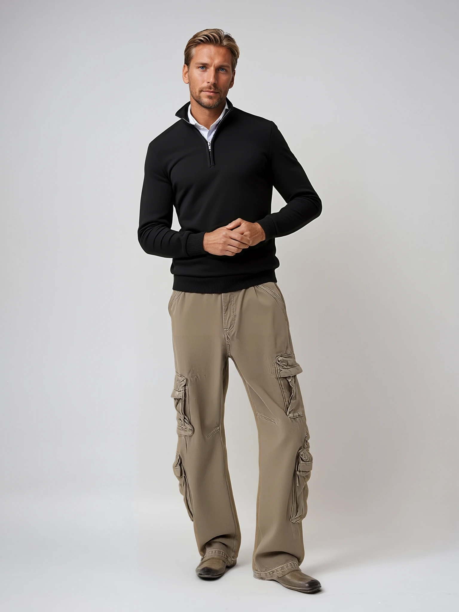 Maglione Uomo Zip Frontale Vestibilità Regolare - Brentozzi