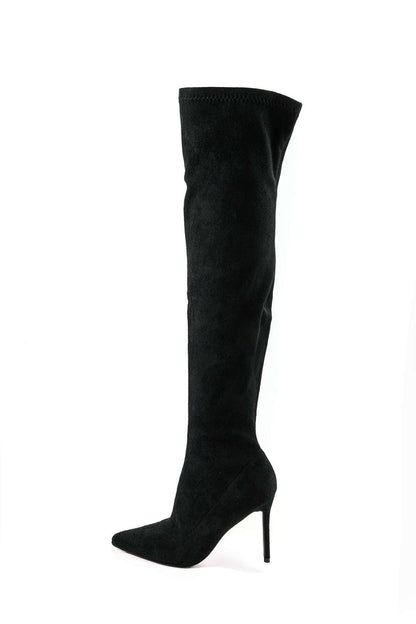 Stivali Donna Overknee in Pelle Scamosciata Stile Elegante