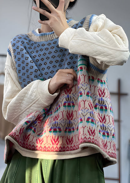 Gilet Donna in Lana con Stampa Caldo Moda a Strati