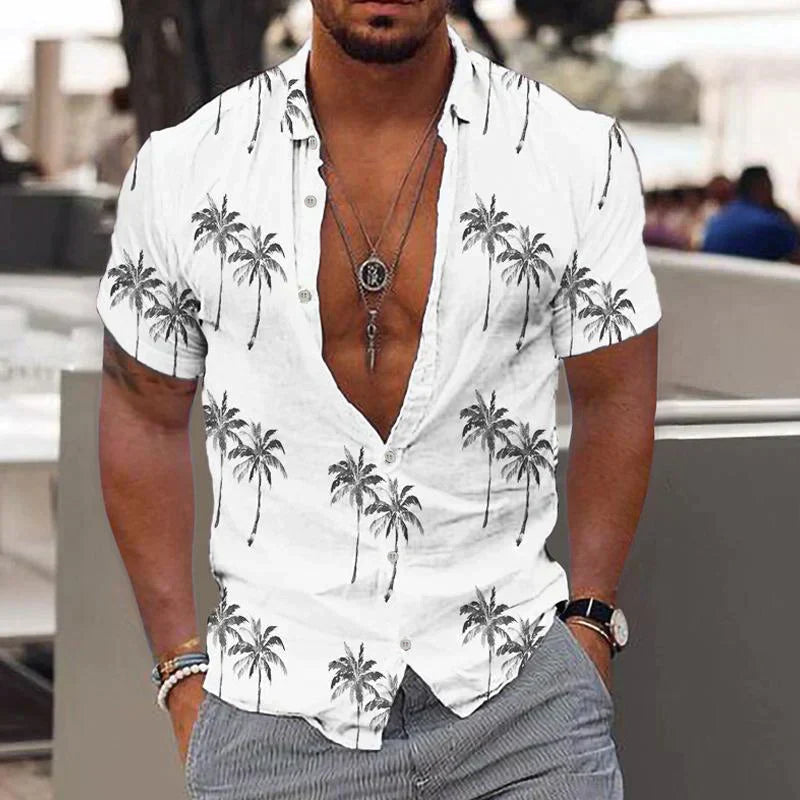 Brezza | Camicia Estiva Uomo Motivo Palme in Lino 2