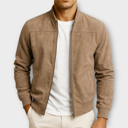 Giacca Bomber Uomo Effetto Suede Slim Fit Polsini Elastici - Vesarelli
