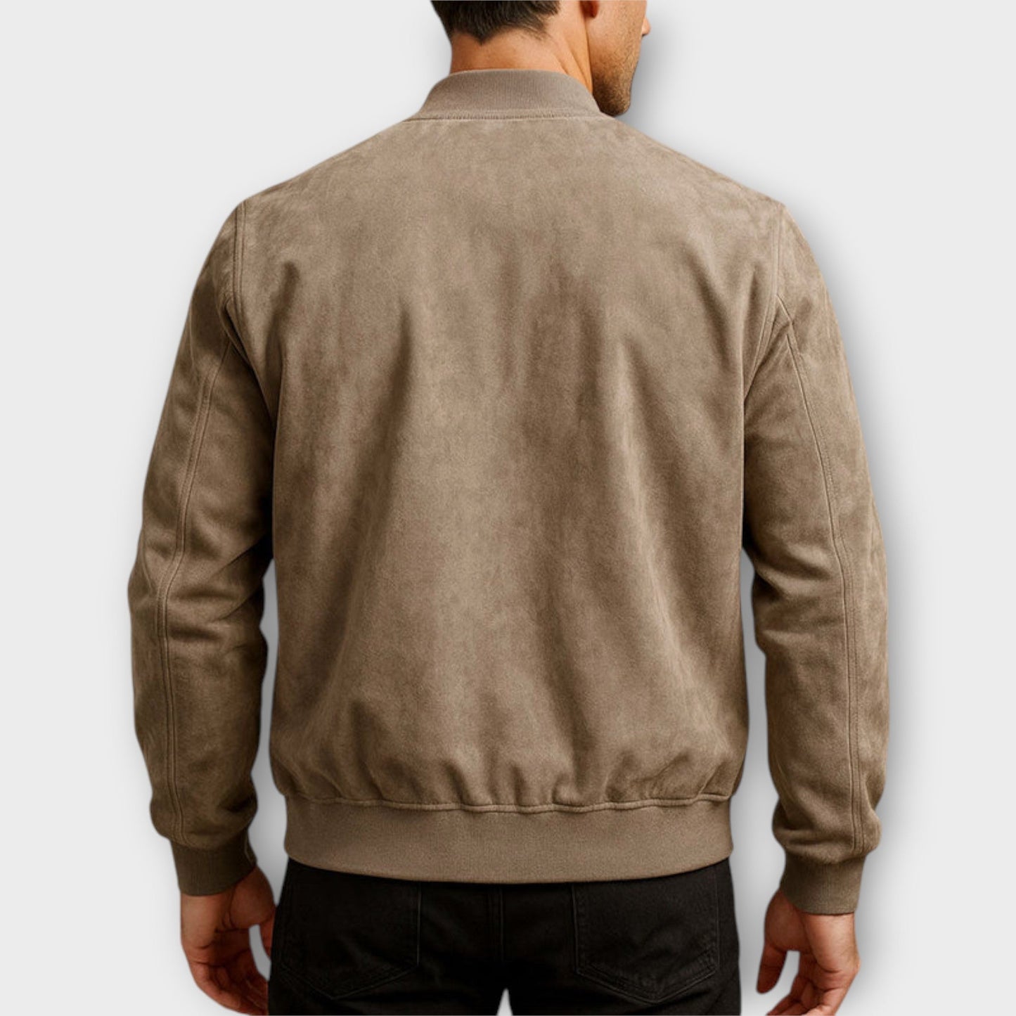Brivo | Giacca Bomber Uomo Slim Fit Effetto Suede Polsini A Coste Marrone 1