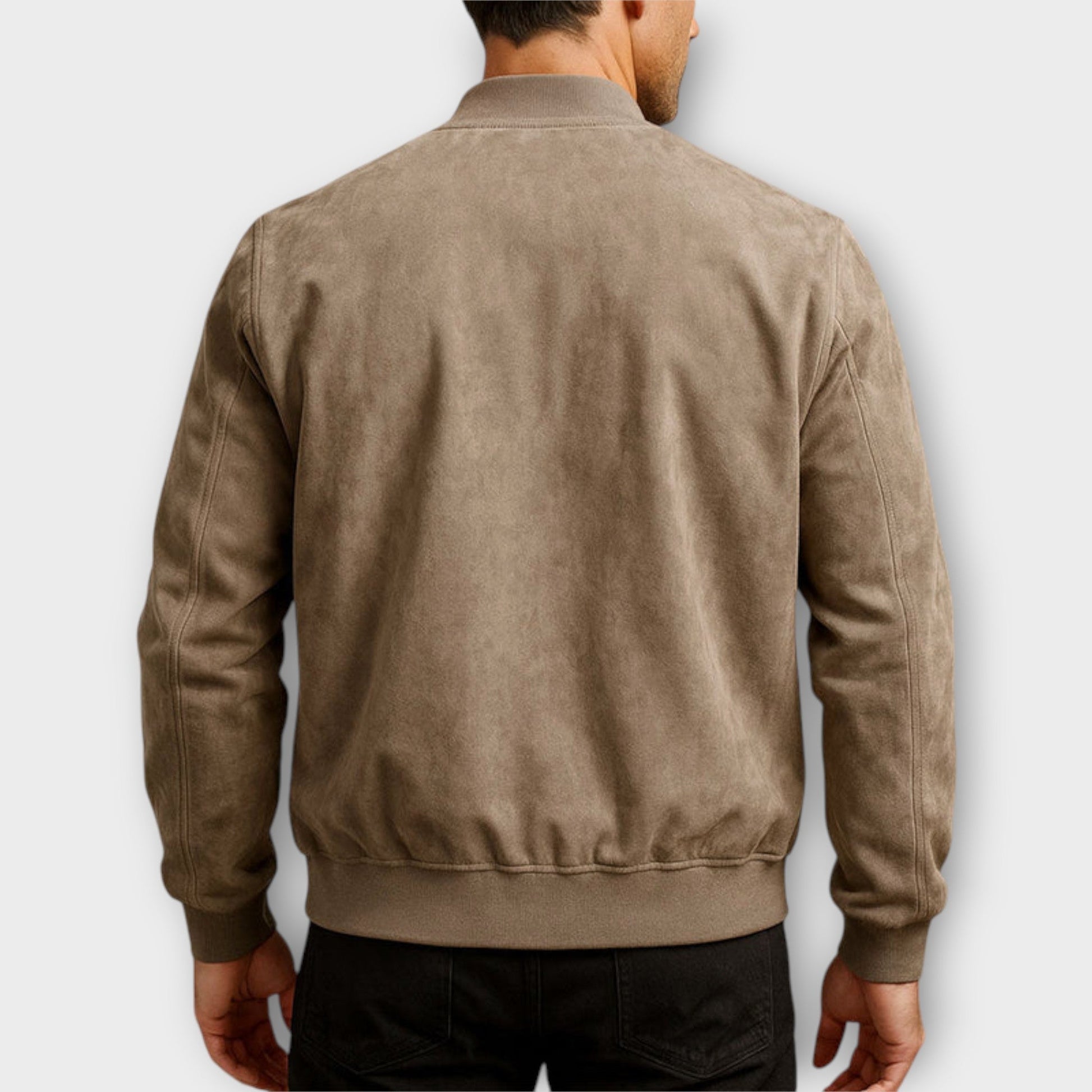 Brivo | Giacca Bomber Uomo Slim Fit Effetto Suede Polsini A Coste Marrone 1