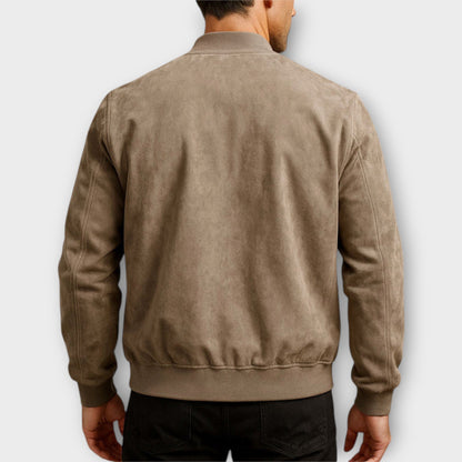 Brivo | Giacca Bomber Uomo Slim Fit Effetto Suede Polsini A Coste Marrone 1