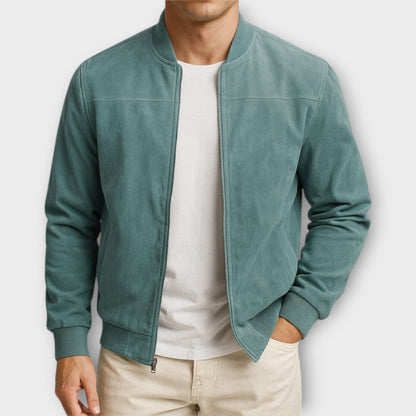 Brivo | Giacca Bomber Uomo Slim Fit Effetto Suede Polsini A Coste Marrone 2