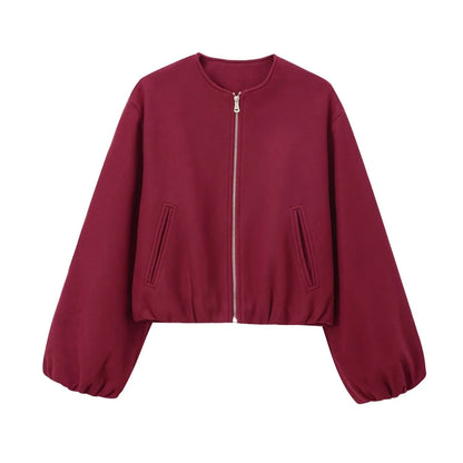 Giacca Bomber Donna Cropped Zip Collo Rotondo - Vesarelli