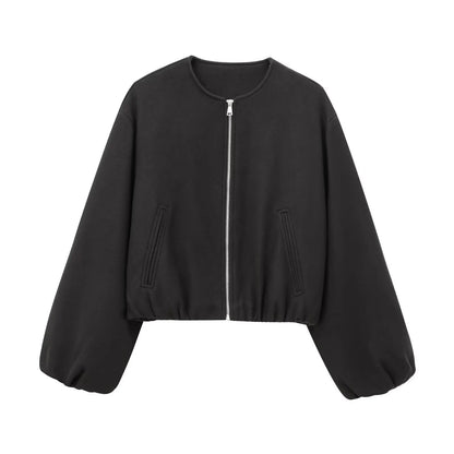 Brooke | Giacca Bomber da Donna Cropped Collo Rotondo Zip 11