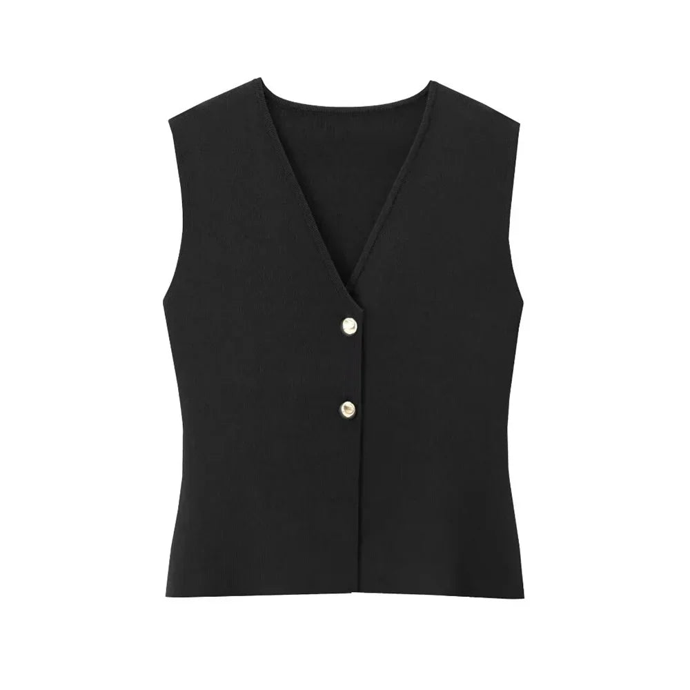 Donna Gilet Smanicato Scollo a V