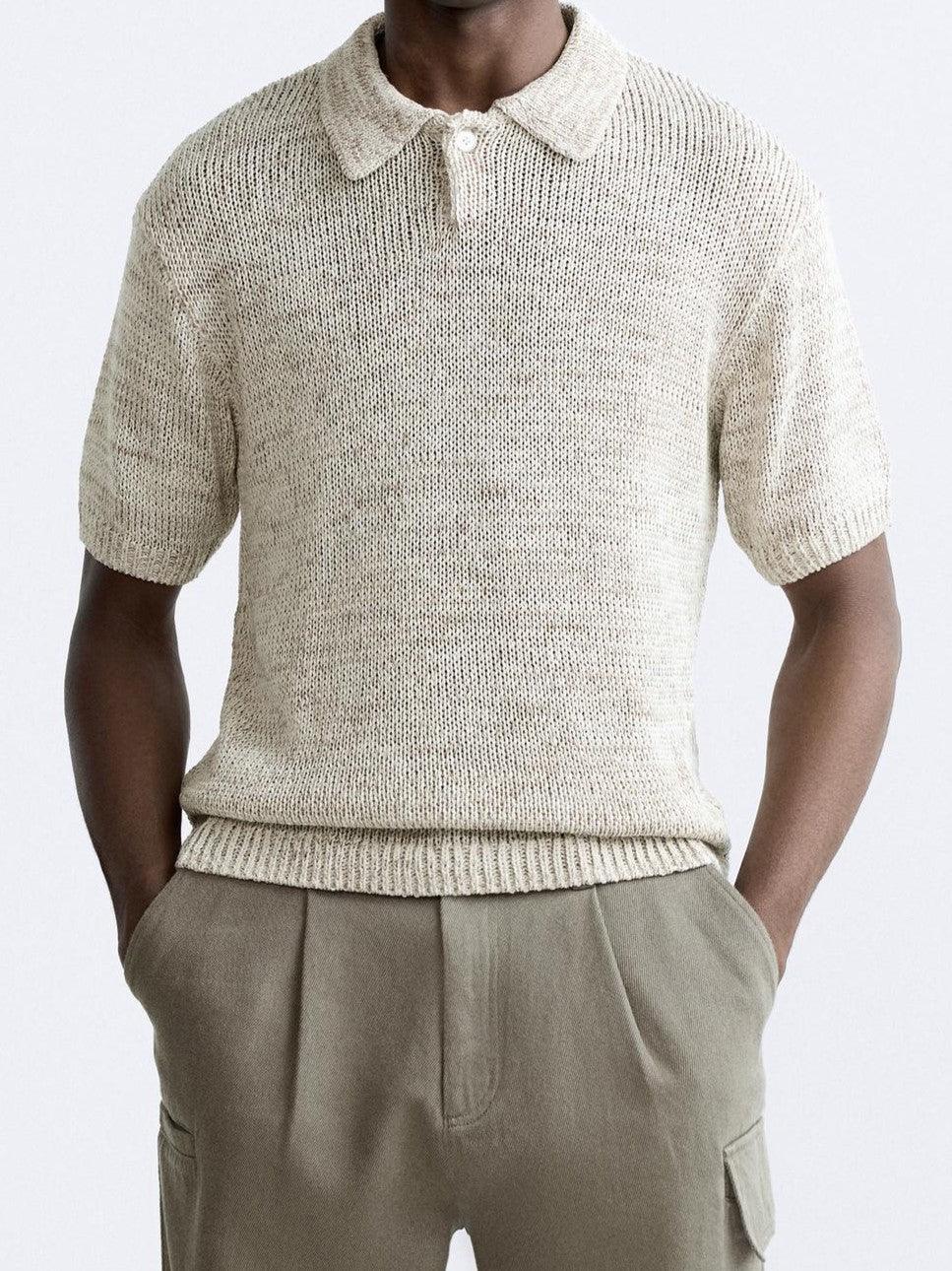 Polo Uomo Maglia Lavorata Stile Vintage Casual