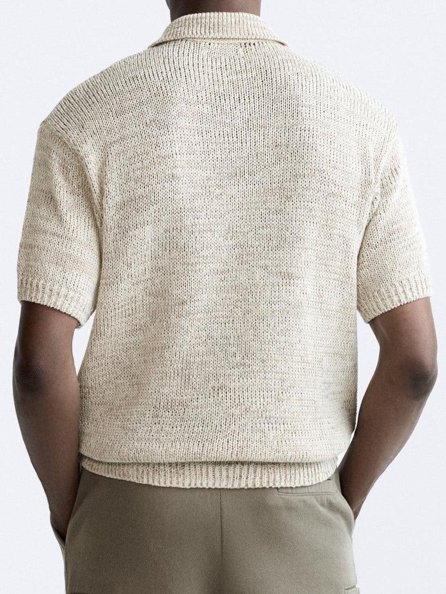 Polo Uomo Maglia Lavorata Stile Vintage Casual
