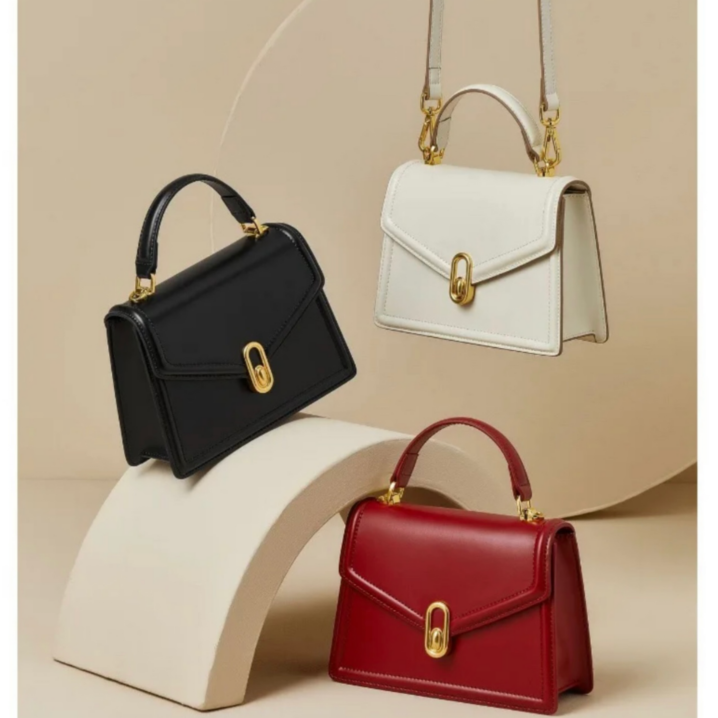 Borsa Donna in Pelle con Manico Rigido Chiusura Elegante