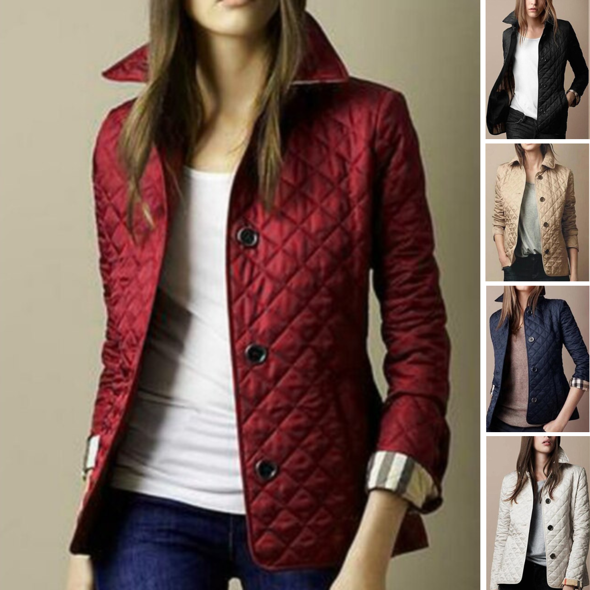 Giacca Donna Quadri con Colletto Rever Elegante