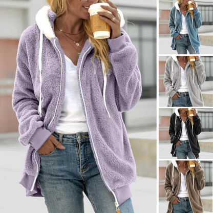 Giacca Donna in Pile con Cappuccio Calda e Morbida - Brentozzi