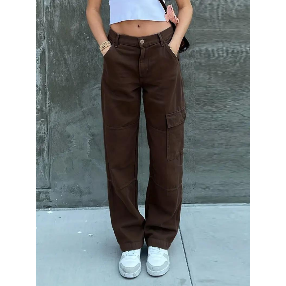 Pantaloni Cargo Donna Cotone Casual Vestibilità Comoda - Brentozzi