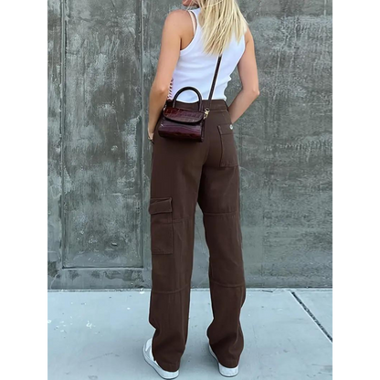 Pantaloni Cargo Donna Cotone Casual Vestibilità Comoda