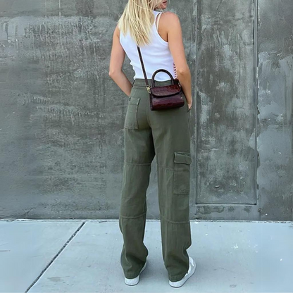 Pantaloni Cargo Donna Cotone Casual Vestibilità Comoda