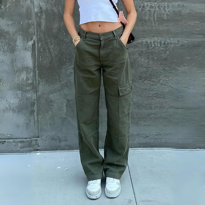Pantaloni Cargo Donna Cotone Casual Vestibilità Comoda