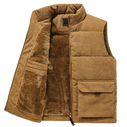 Gilet Uomo in Velluto a Coste Casual Caldo Invernale