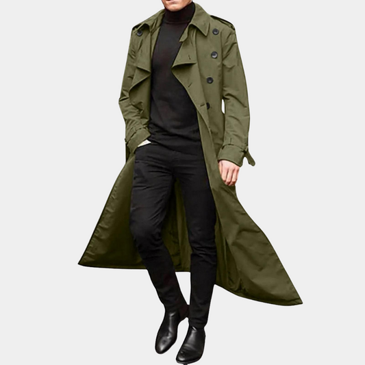 Trench Coat Uomo Doppiopetto con Cintura Polsini Rever Classico - Brentozzi