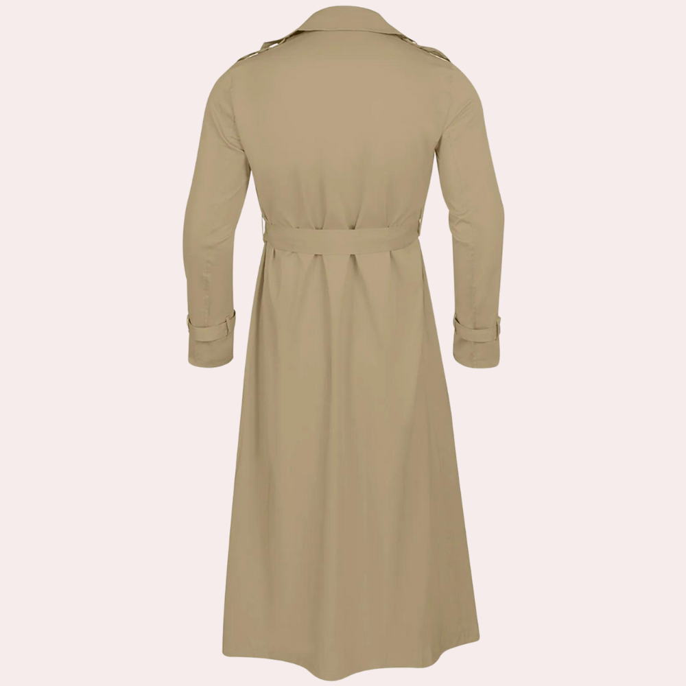 Trench Coat Uomo Doppiopetto con Cintura Polsini Rever Classico