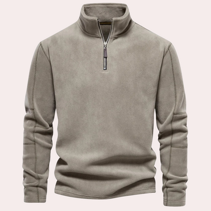 Maglione Uomo con Mezza Zip Collo Alto Vestibilità Larga