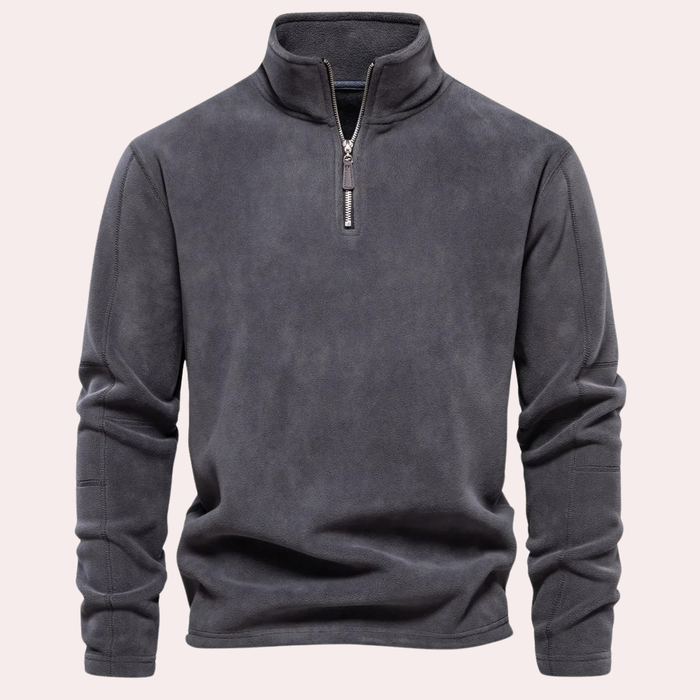 Maglione Uomo con Mezza Zip Collo Alto Vestibilità Larga