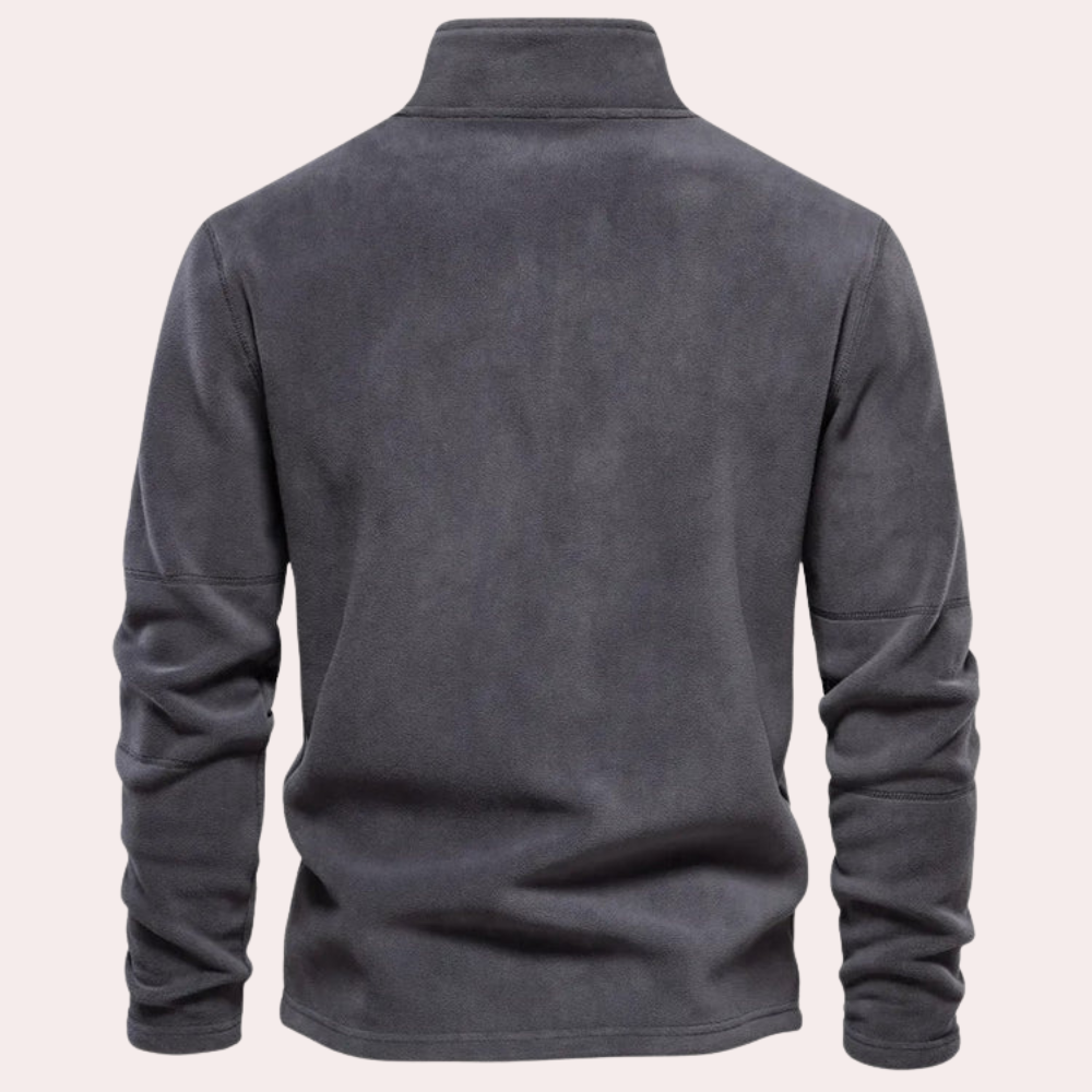 Maglione Uomo con Mezza Zip Collo Alto Vestibilità Larga