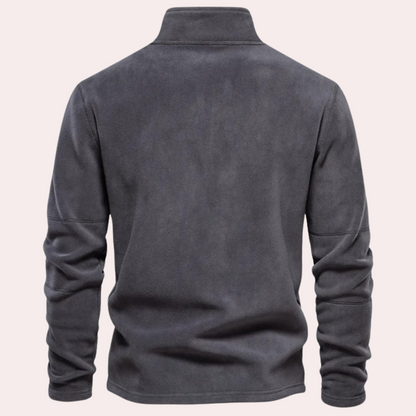 Maglione Uomo con Mezza Zip Collo Alto Vestibilità Larga
